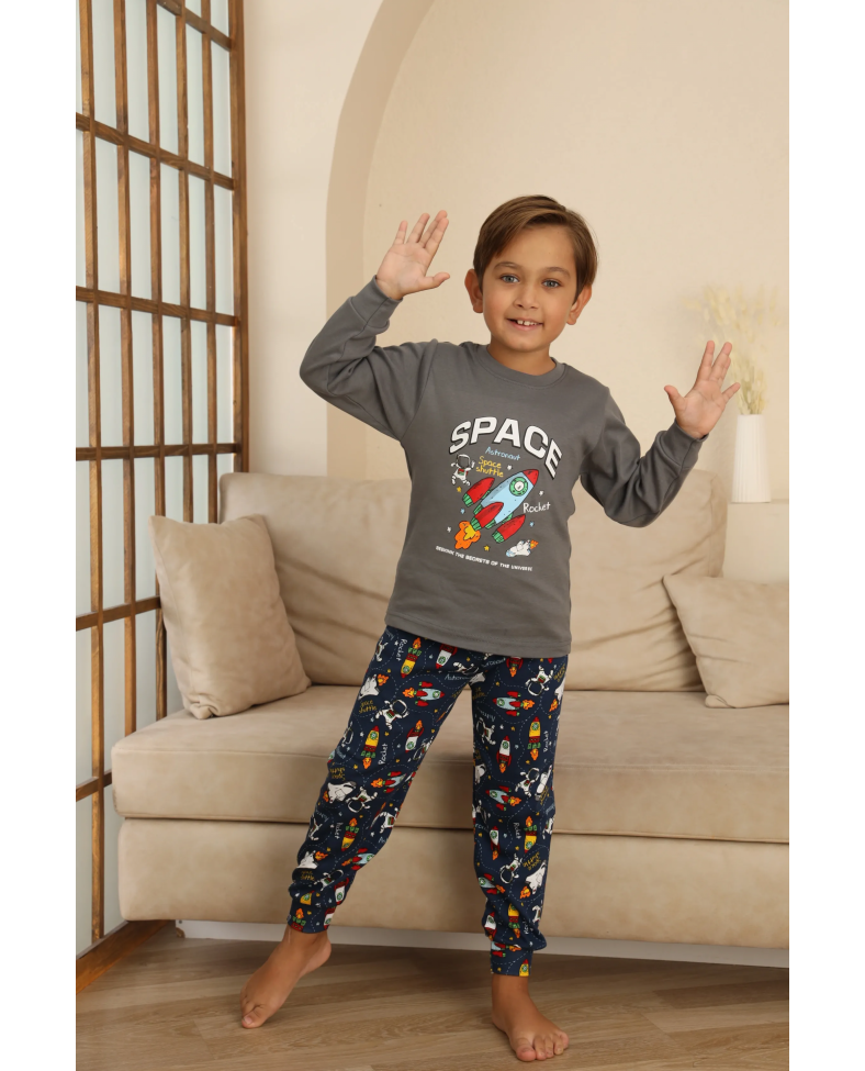 Kapitex 7114 Erkek Çocuk Uzun Kol Pijama Takımı