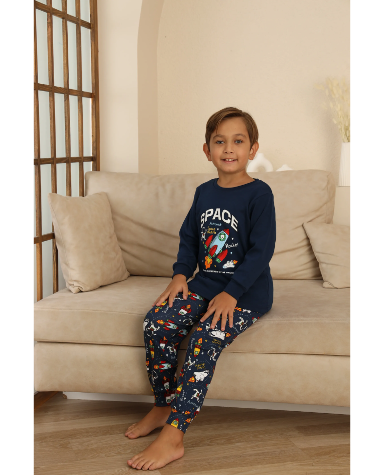 Kapitex 7114 Erkek Çocuk Uzun Kol Pijama Takımı
