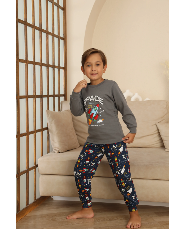 Kapitex 7114 Erkek Çocuk Uzun Kol Pijama Takımı
