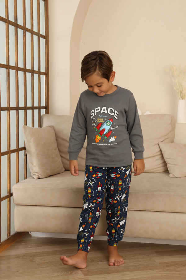 Kapitex 7114 Erkek Çocuk Uzun Kol Pijama Takımı