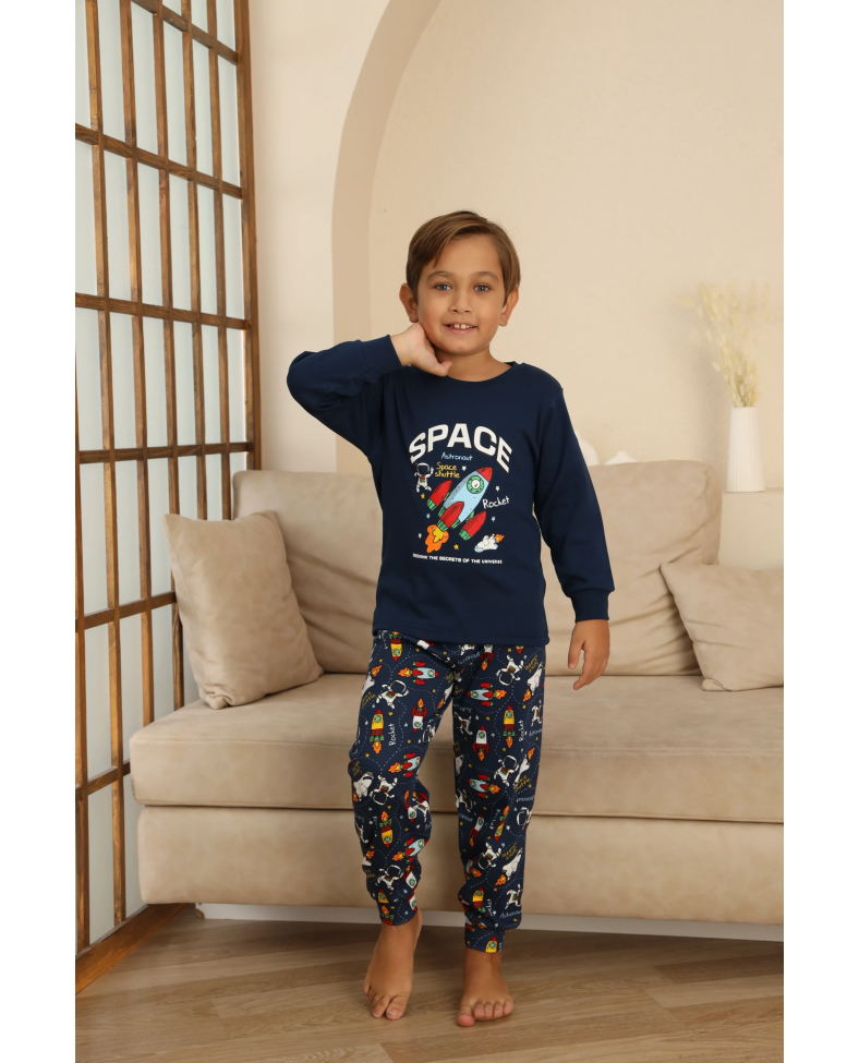 Kapitex 7114 Erkek Çocuk Uzun Kol Pijama Takımı