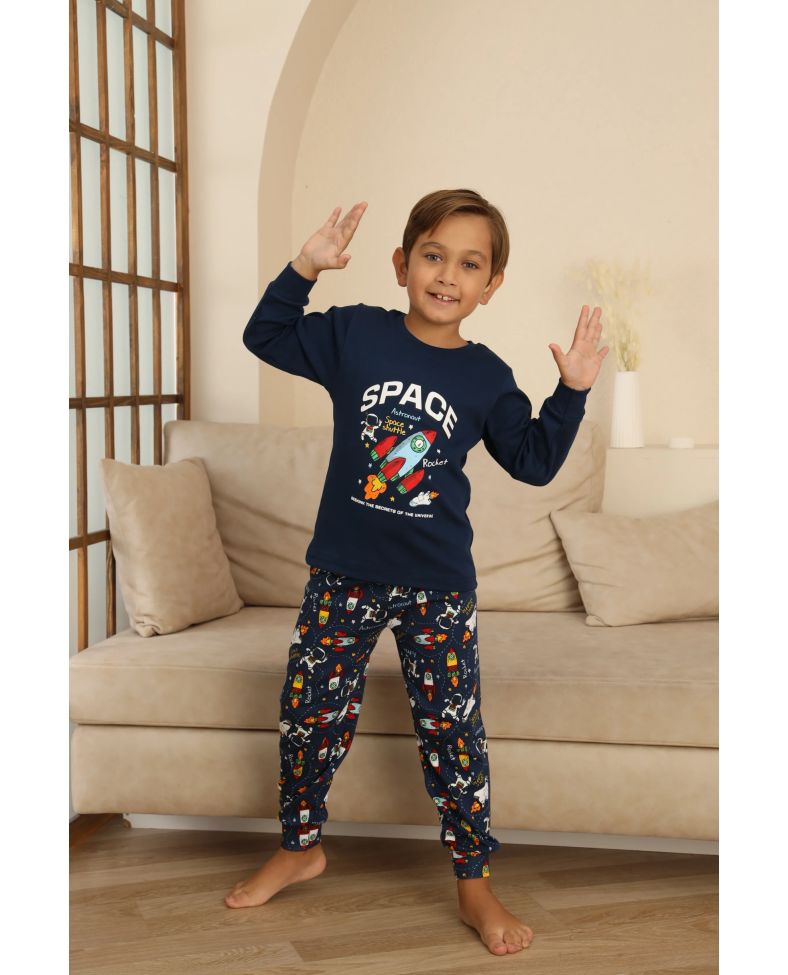Kapitex 7114 Erkek Çocuk Uzun Kol Pijama Takımı