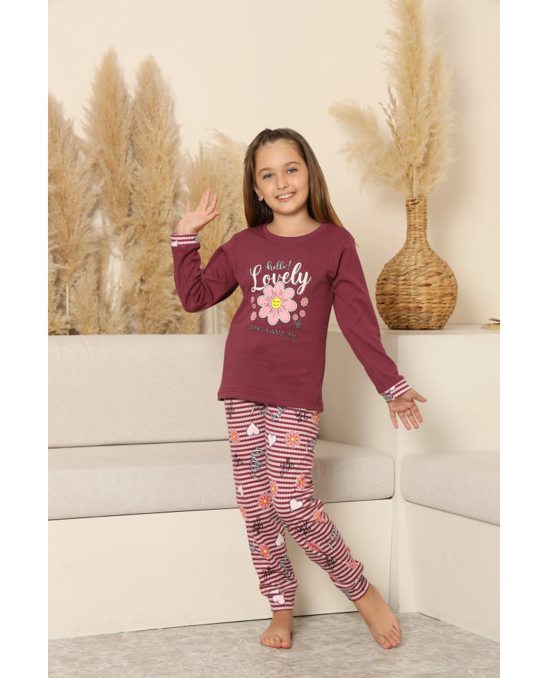 Kapitex 8219 Kız Çocuk Uzun Kol Pijama Takımı