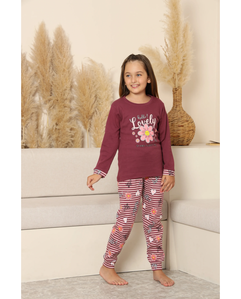 Kapitex 8219 Kız Çocuk Uzun Kol Pijama Takımı