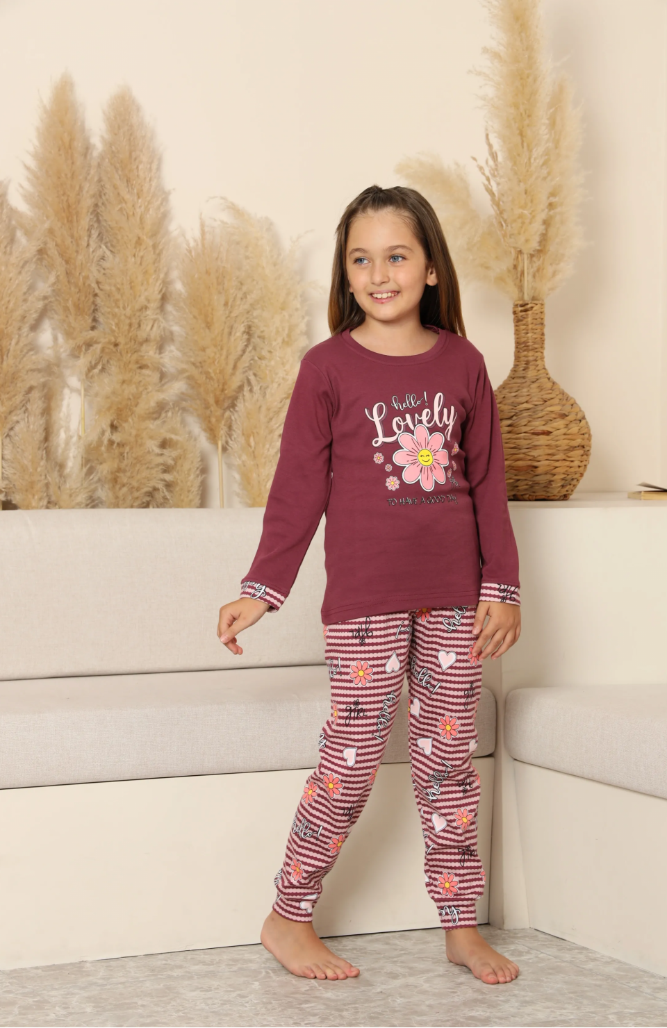 Kapitex 8219 Kız Çocuk Uzun Kol Pijama Takımı