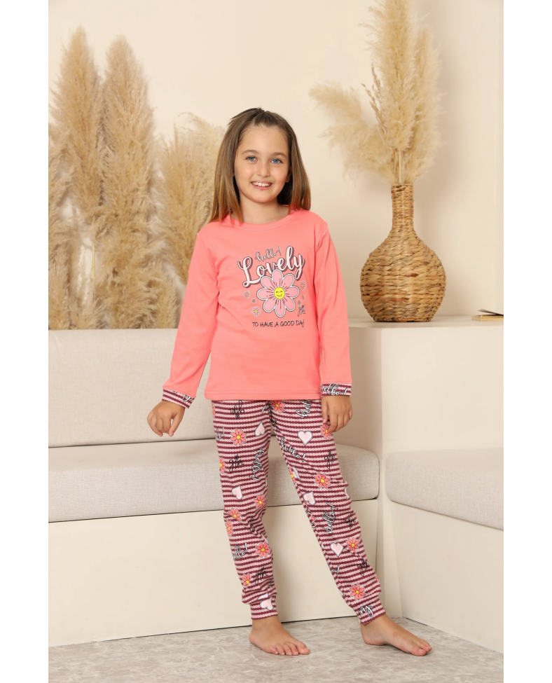 Kapitex 8219 Kız Çocuk Uzun Kol Pijama Takımı
