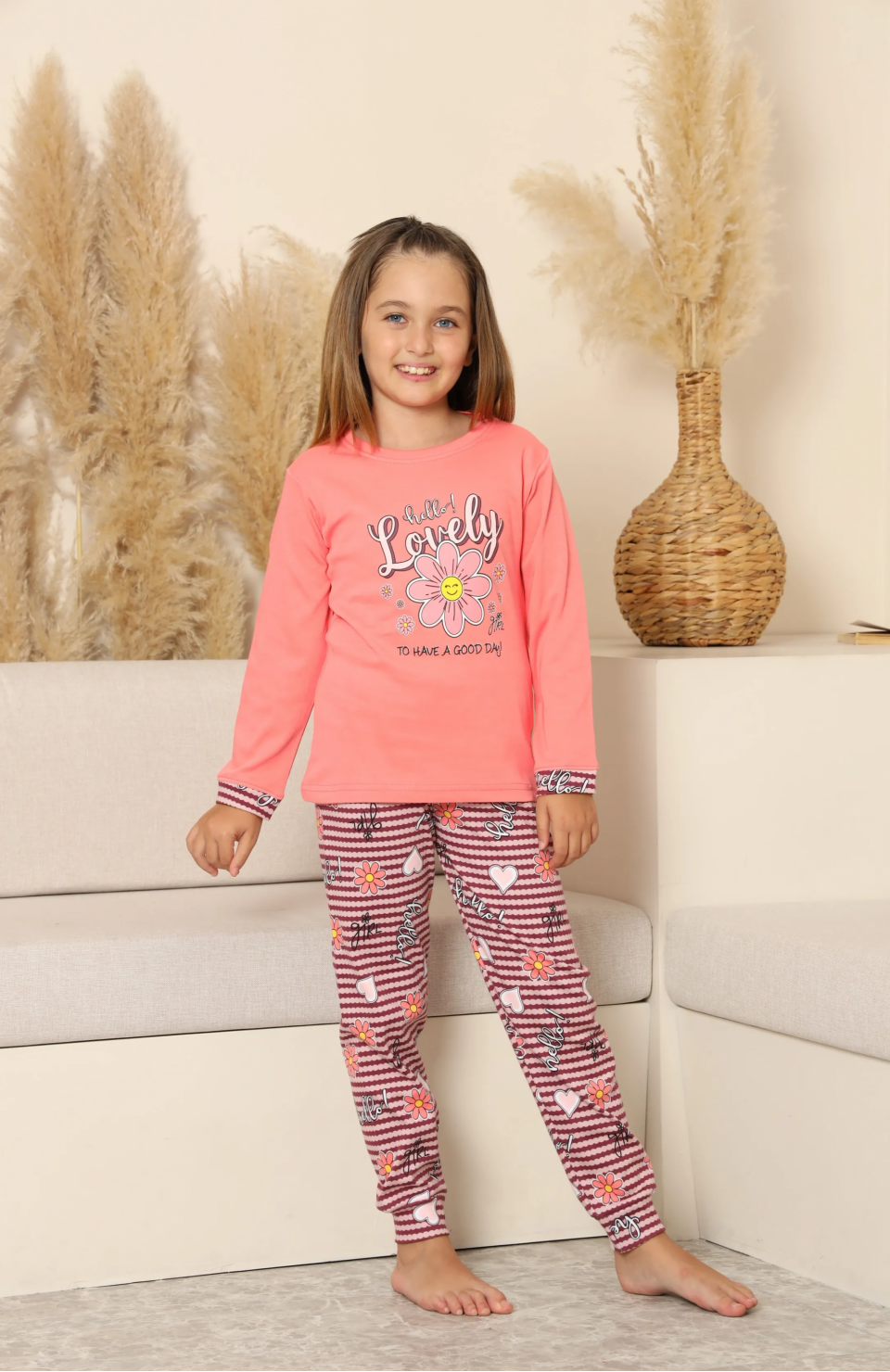 Kapitex 8219 Kız Çocuk Uzun Kol Pijama Takımı