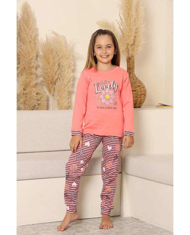 Kapitex 8219 Kız Çocuk Uzun Kol Pijama Takımı