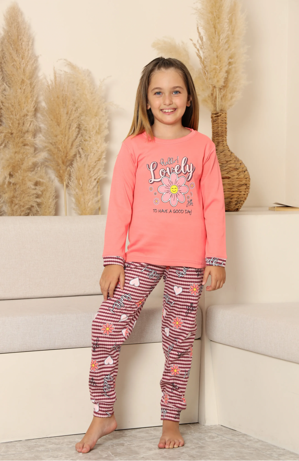 Kapitex 8219 Kız Çocuk Uzun Kol Pijama Takımı