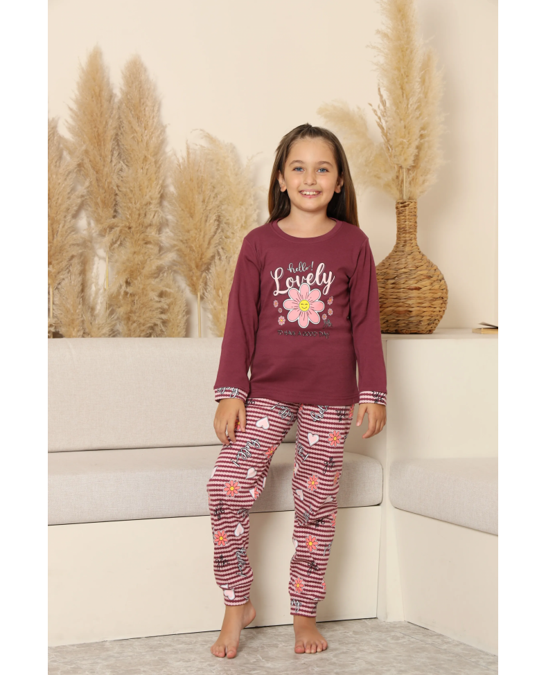 Kapitex 8219 Kız Çocuk Uzun Kol Pijama Takımı