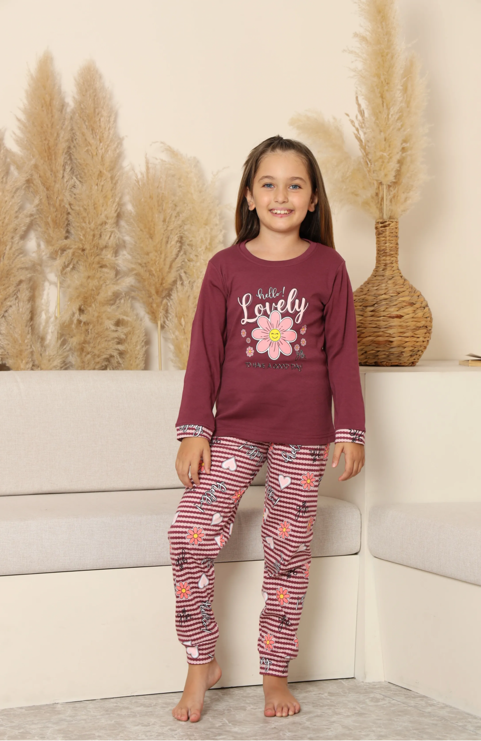 Kapitex 8219 Kız Çocuk Uzun Kol Pijama Takımı