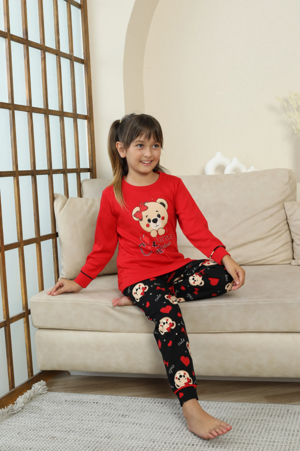 Kapitex 8222 Kız Çocuk Uzun Kol Pijama Takımı