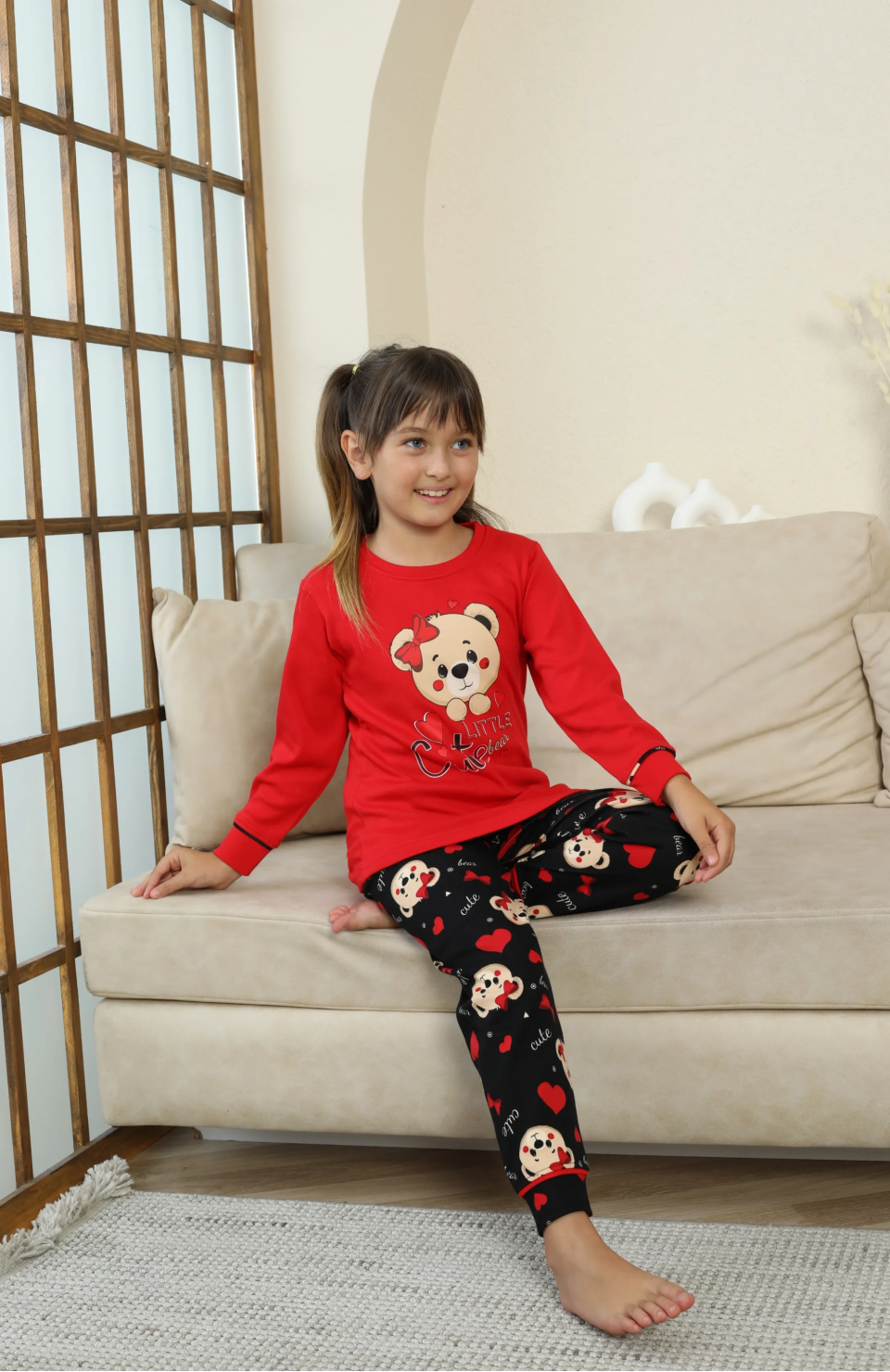 Kapitex 8222 Kız Çocuk Uzun Kol Pijama Takımı