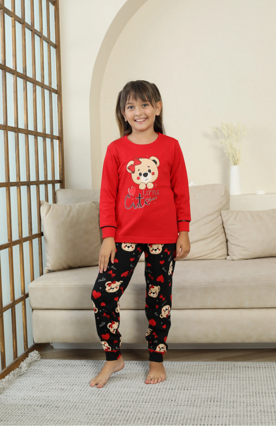 Kapitex 8222 Kız Çocuk Uzun Kol Pijama Takımı