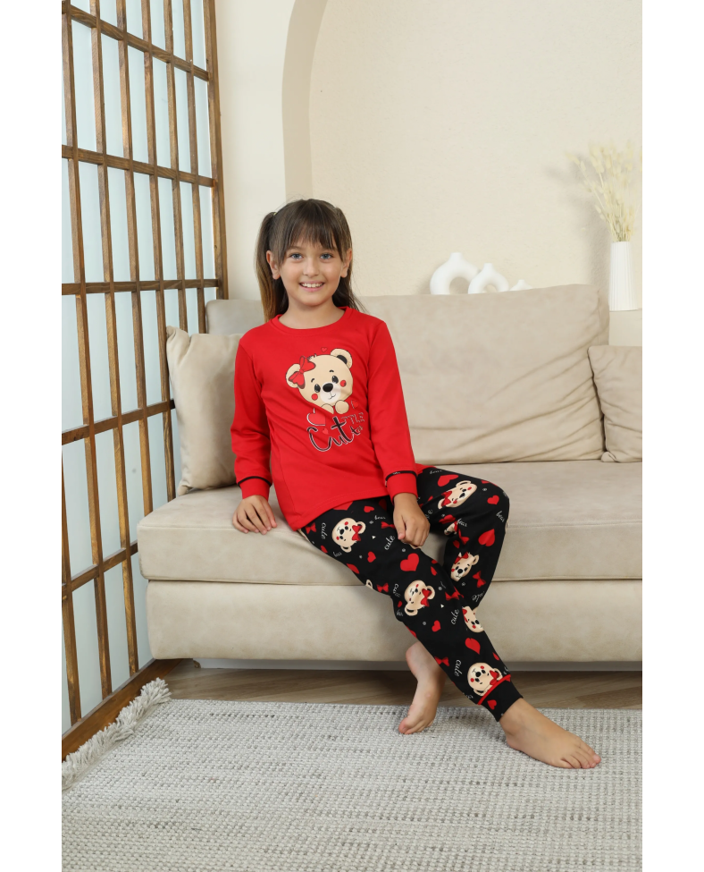 Kapitex 8222 Kız Çocuk Uzun Kol Pijama Takımı