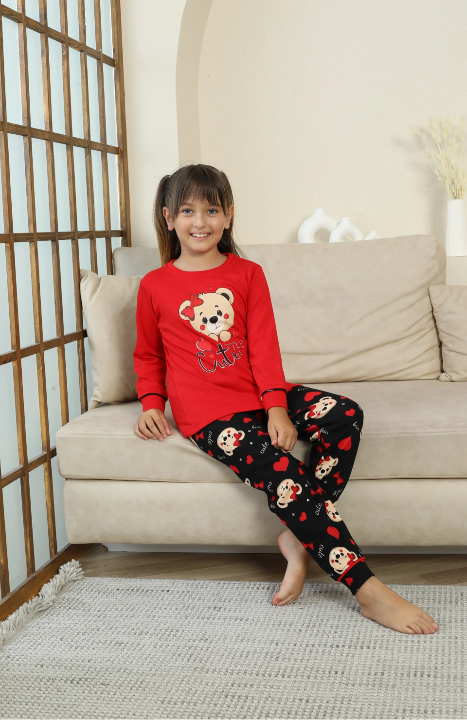 Kapitex 8222 Kız Çocuk Uzun Kol Pijama Takımı