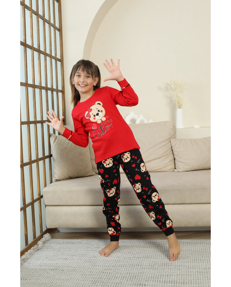 Kapitex 8222 Kız Çocuk Uzun Kol Pijama Takımı