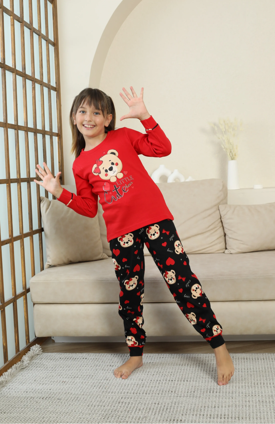 Kapitex 8222 Kız Çocuk Uzun Kol Pijama Takımı