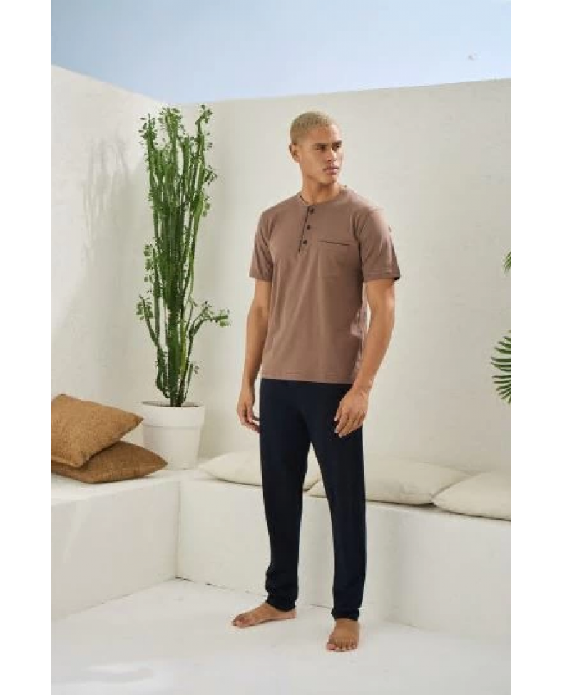 Kocabey 2090 Erkek Midi Yaka Pijama Takım