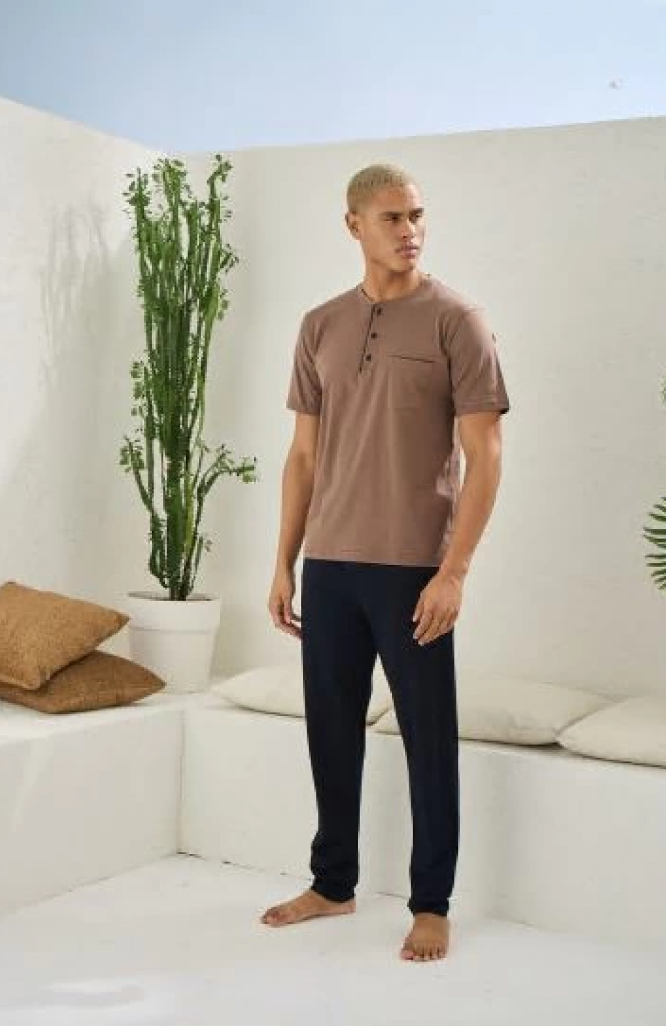 Kocabey 2090 Erkek Midi Yaka Pijama Takım