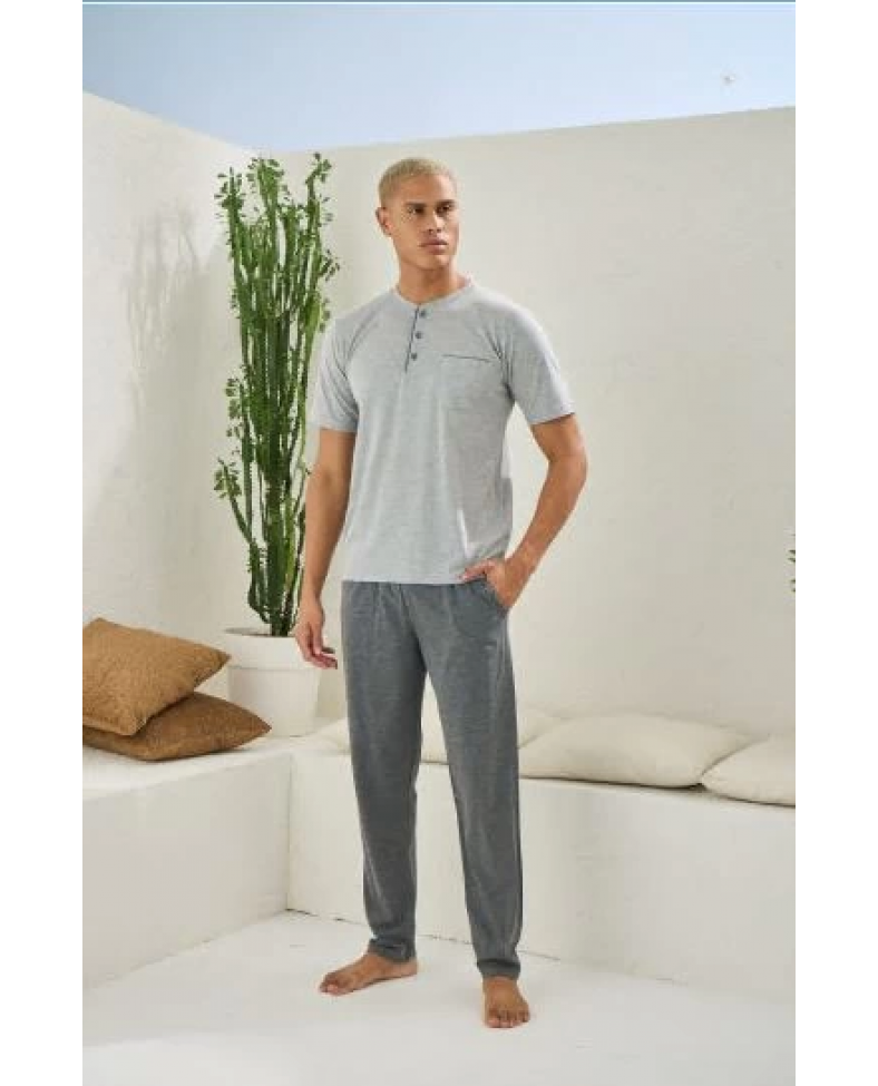 Kocabey 2090 Erkek Midi Yaka Pijama Takım
