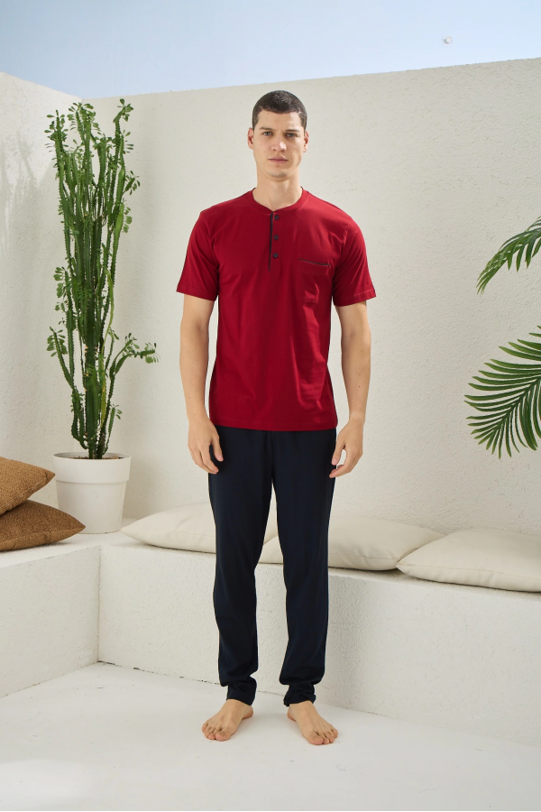 Kocabey 2090 Erkek Midi Yaka Pijama Takım