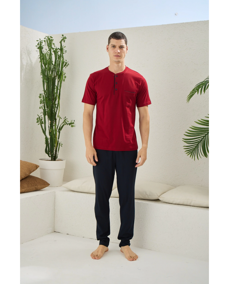 Kocabey 2090 Erkek Midi Yaka Pijama Takım