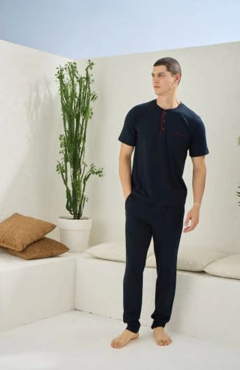 Kocabey 2090 Erkek Midi Yaka Pijama Takım