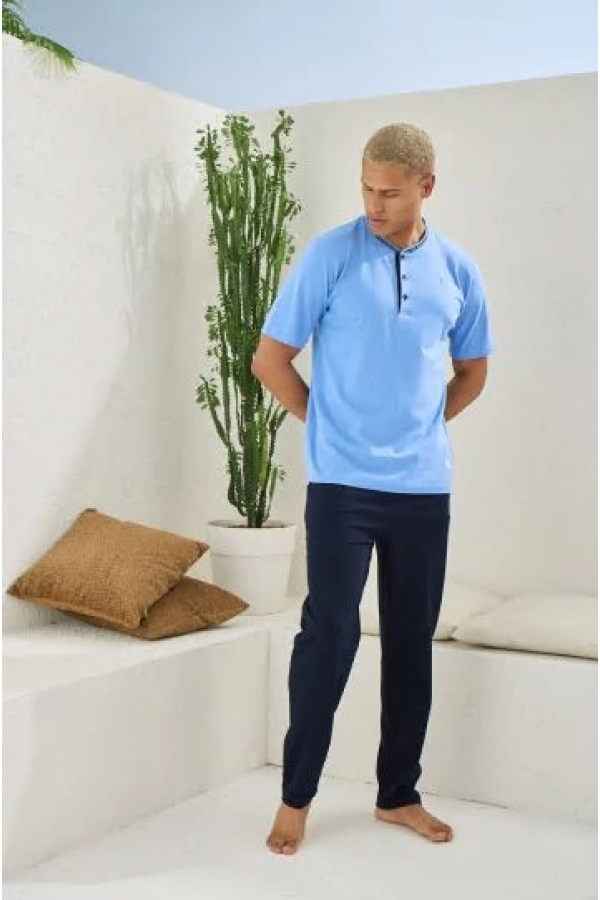 Kocabey 2104 Erkek Midi Yaka Pijama Takım