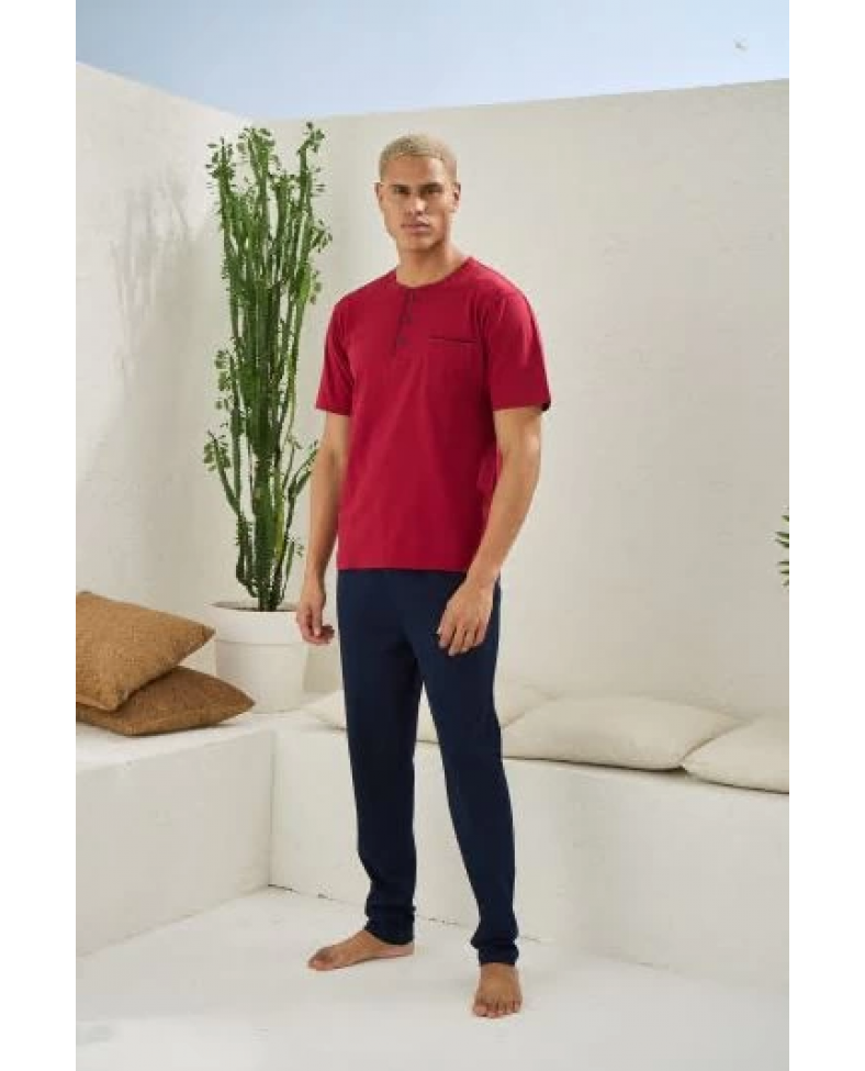 Kocabey 2207 Erkek Battal Midi Yaka Pijama Takım