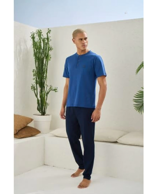 Kocabey 2207 Erkek Battal Midi Yaka Pijama Takım