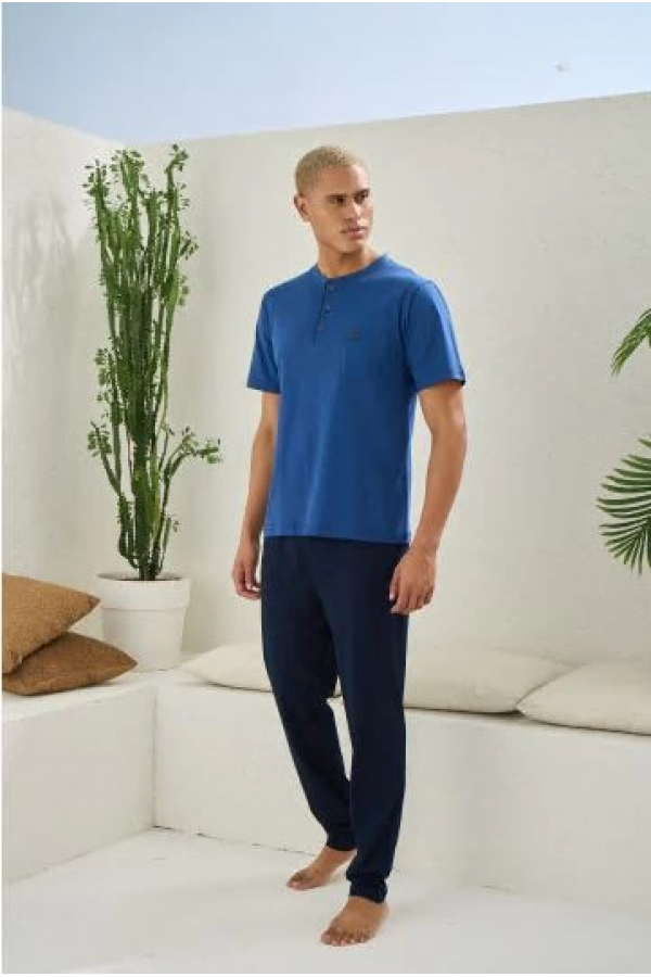 Kocabey 2207 Erkek Battal Midi Yaka Pijama Takım