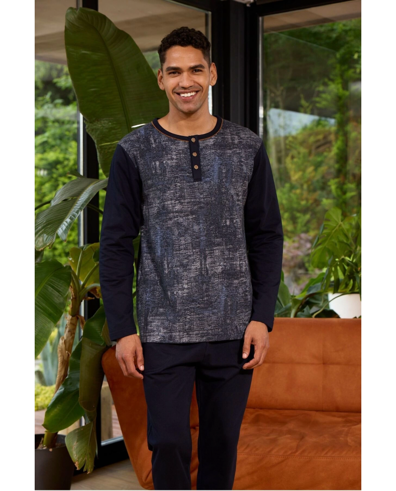 Kocabey 8053 Erkek Midi Yaka Uzun Kollu Pijama Takımı Somersan Giyim | Kadın, Erkek ve Çocuk Moda