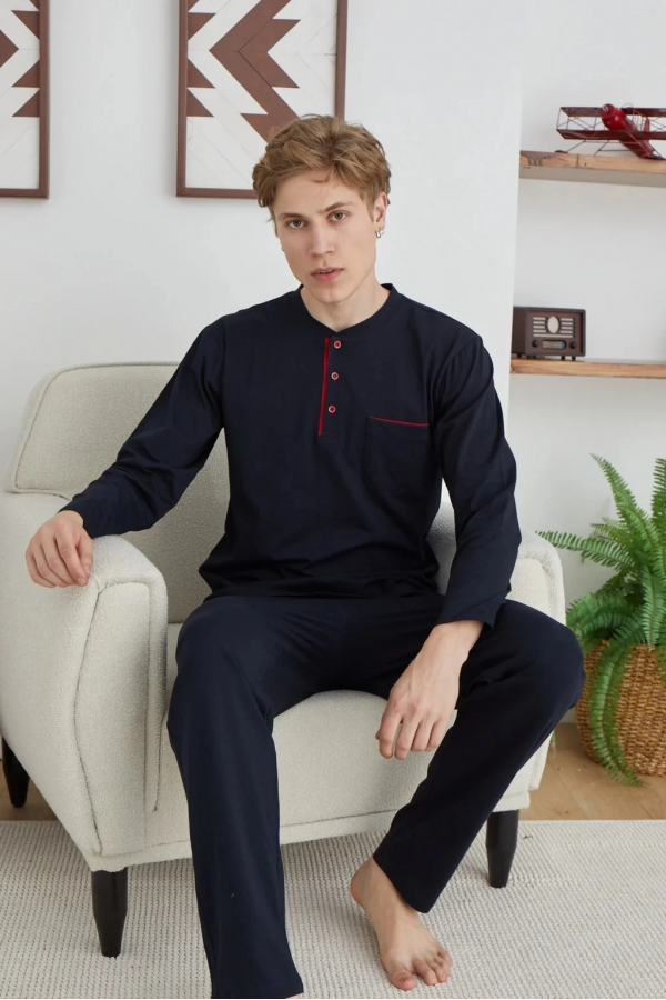 Kocabey 9111 Battal Erkek Midi Yaka Pijama Takımı
