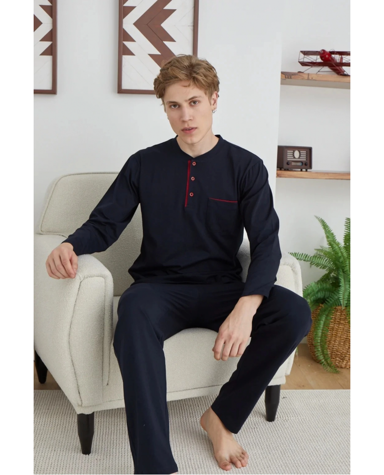 Kocabey 9111 Battal Erkek Midi Yaka Pijama Takımı