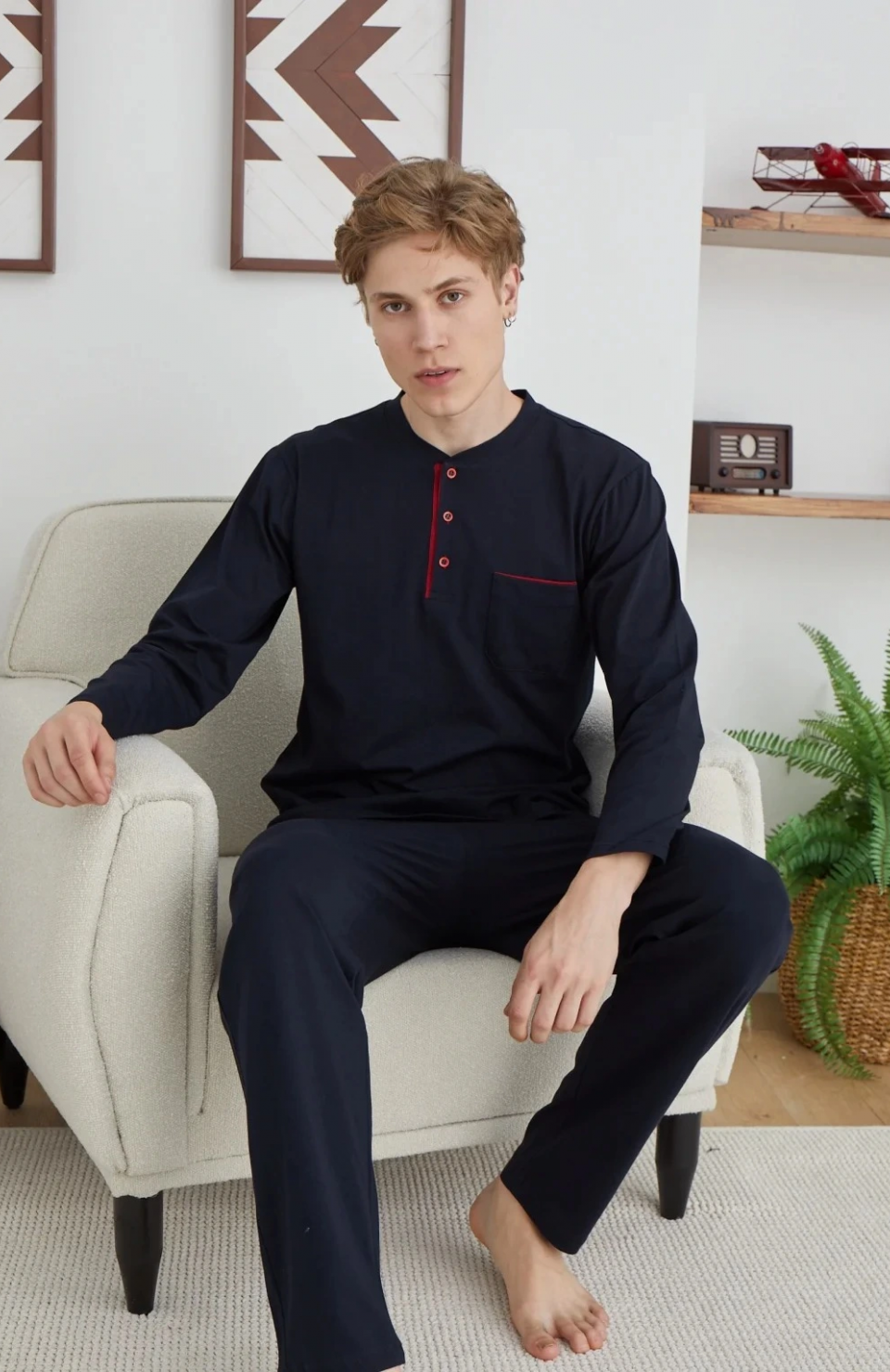 Kocabey 9111 Battal Erkek Midi Yaka Pijama Takımı