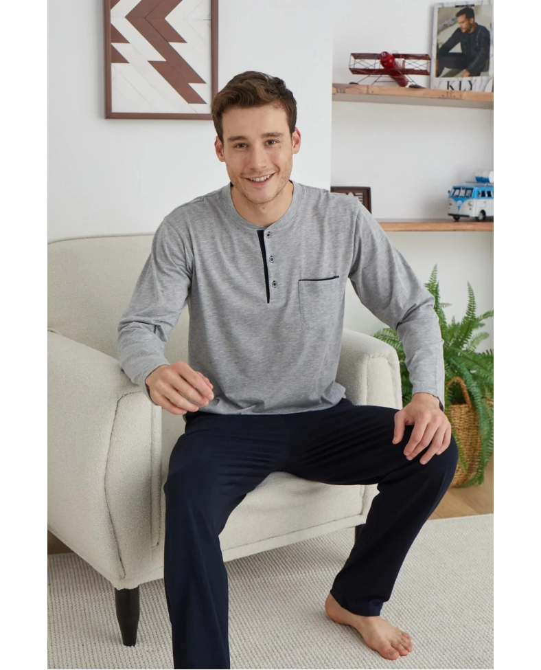 Kocabey 9111 Battal Erkek Midi Yaka Pijama Takımı