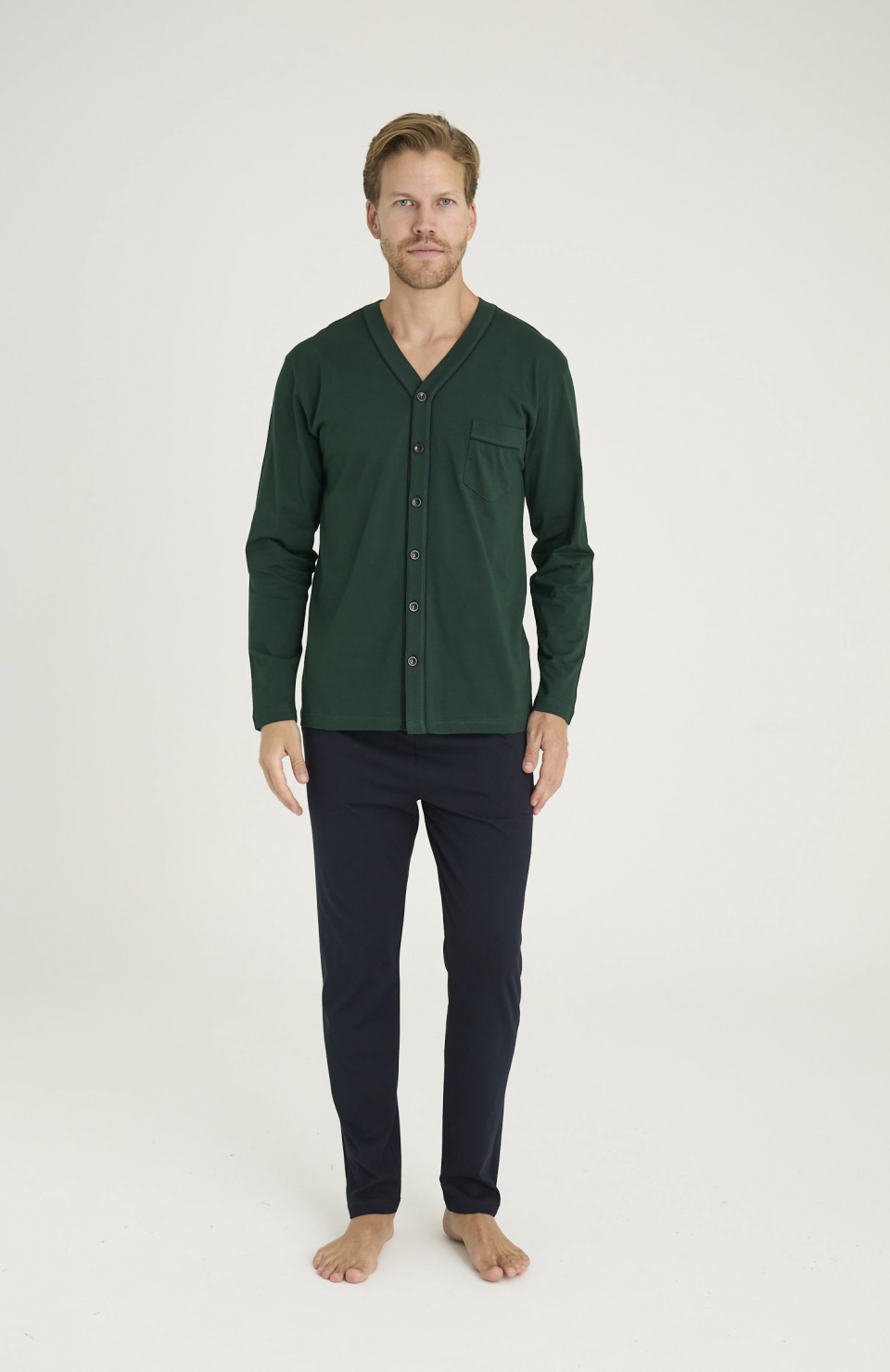 Kocabey 9134 Erkek  V Yaka Boydan Düğmeli Pijama Takımı