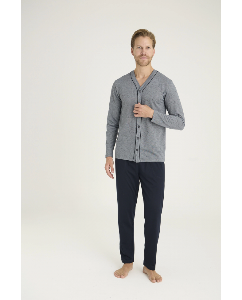 Kocabey 9225 Erkek V.Yaka Boydan Düğmeli Pijama Takım