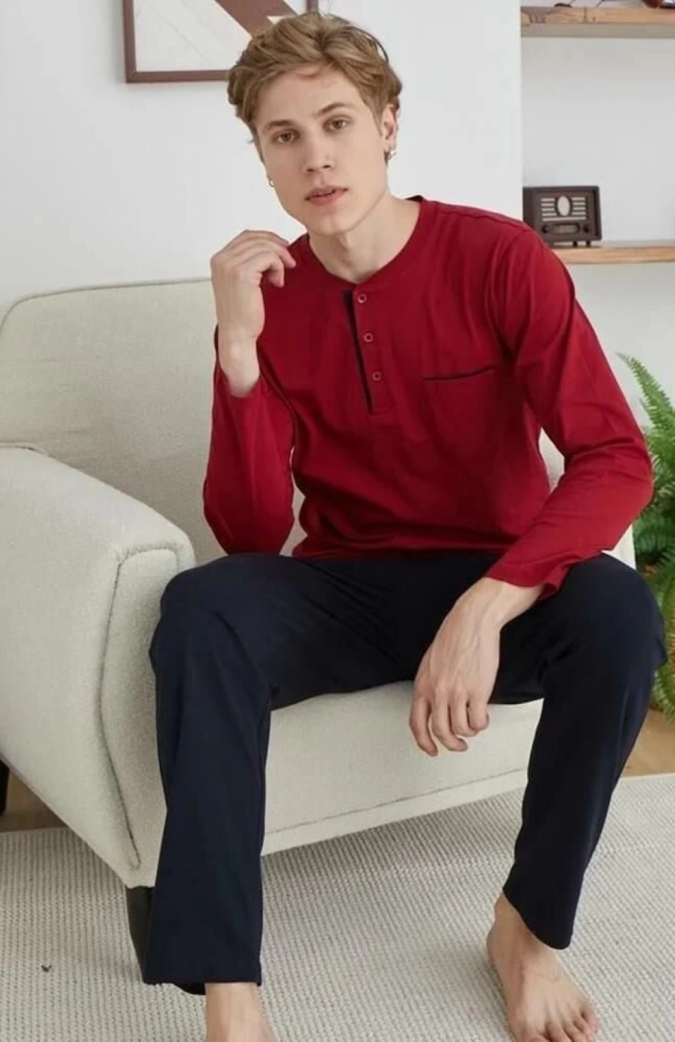 Kocabey 9250 Erkek Midi Yaka Pijama Takım