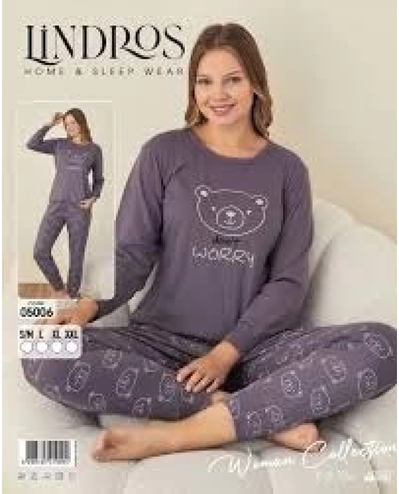 Lindros 05006 Raporlu Polar Kumaş Uzun Kol Pijama Takımı Somersan Giyim | Kadın, Erkek ve Çocuk Moda