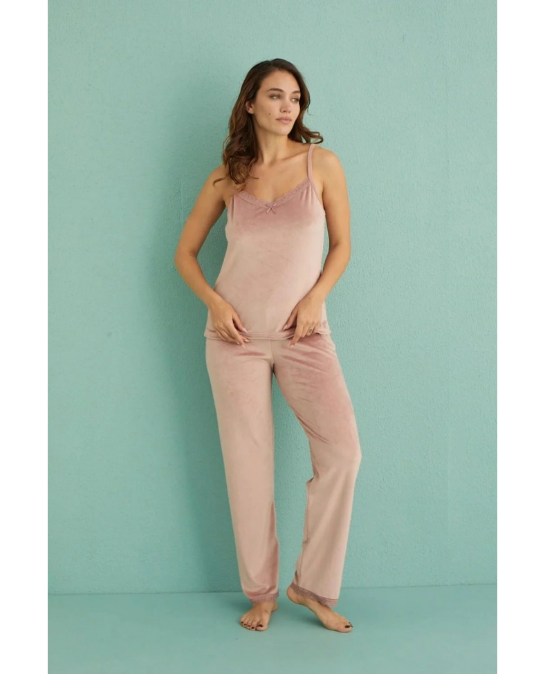Mihra 13402 Kadın Kadife 3'Lü Pijama Takımı