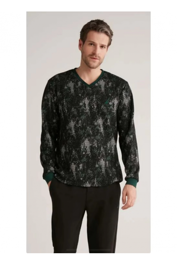 Nautıca M627 Erkek Uzun Kollu V Yaka Pijama Takımı