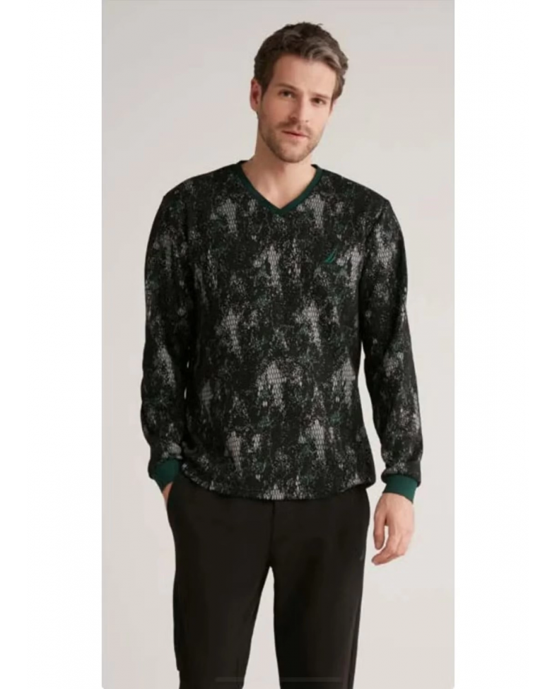 Nautıca M627 Erkek Uzun Kollu V Yaka Pijama Takımı