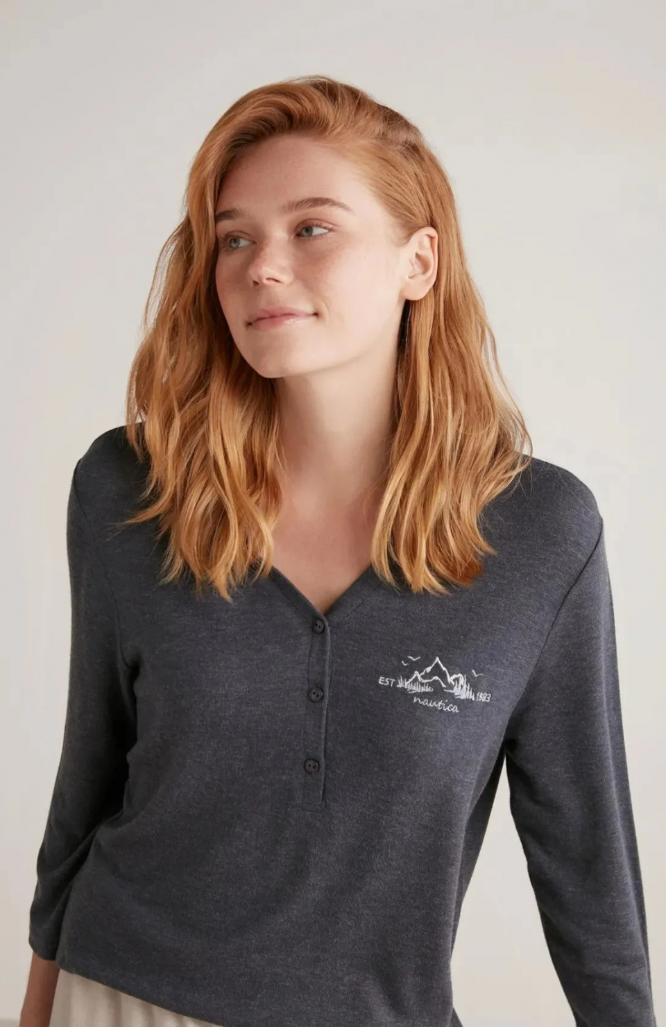 Nautıca W604 Kadın Patlı V Yaka Uzun Kollu Pijama Takımı