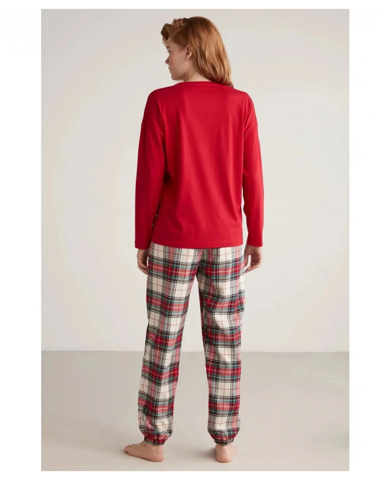 Nautıca W606 Kadın Uzun Kollu Ekoseli Pijama Takımı