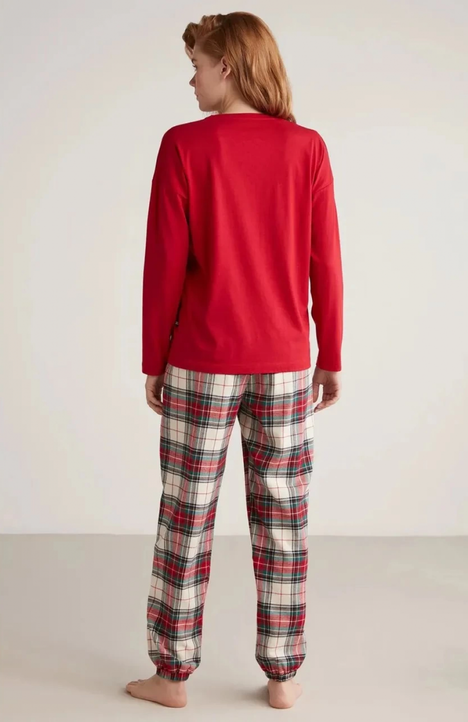 Nautıca W606 Kadın Uzun Kollu Ekoseli Pijama Takımı