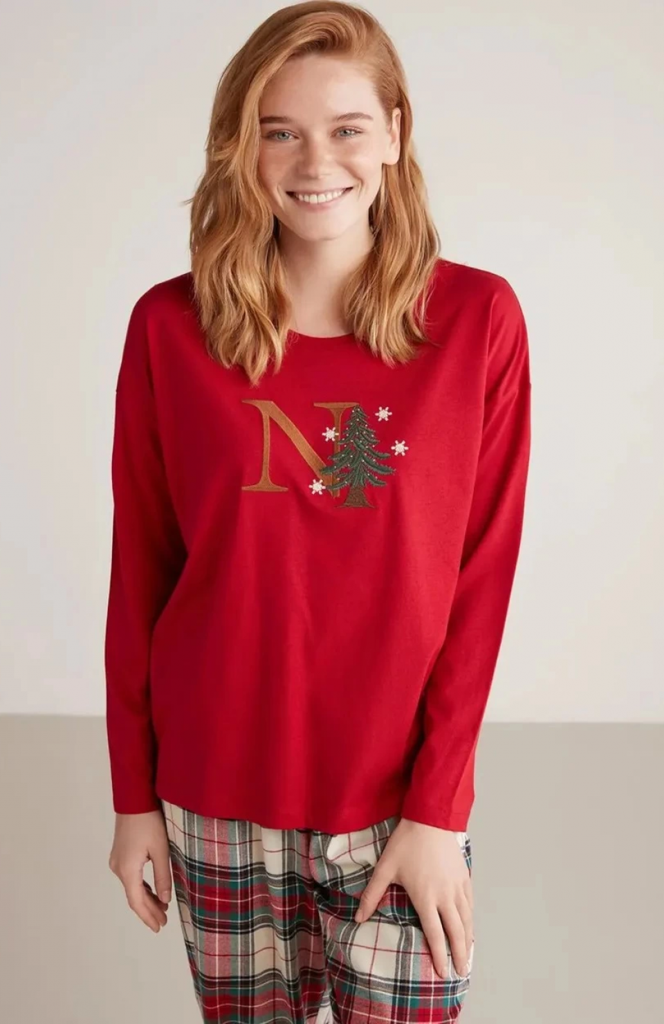 Nautıca W606 Kadın Uzun Kollu Ekoseli Pijama Takımı