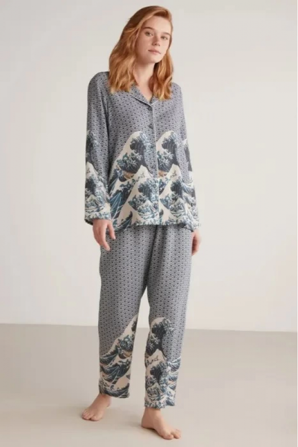 Nautıca W617 Kadın Uzun Kollu Önden Düğmeli Pijama Takımı