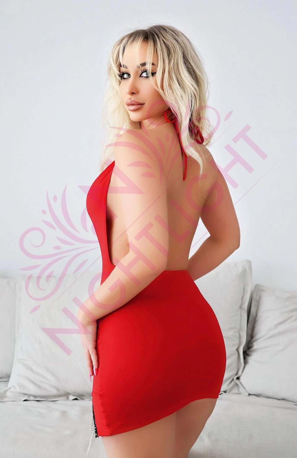 Nightlight 3641 Bacak Kısmı Boncuk Detaylı Kırmızı Mini Fantazi Gecelik